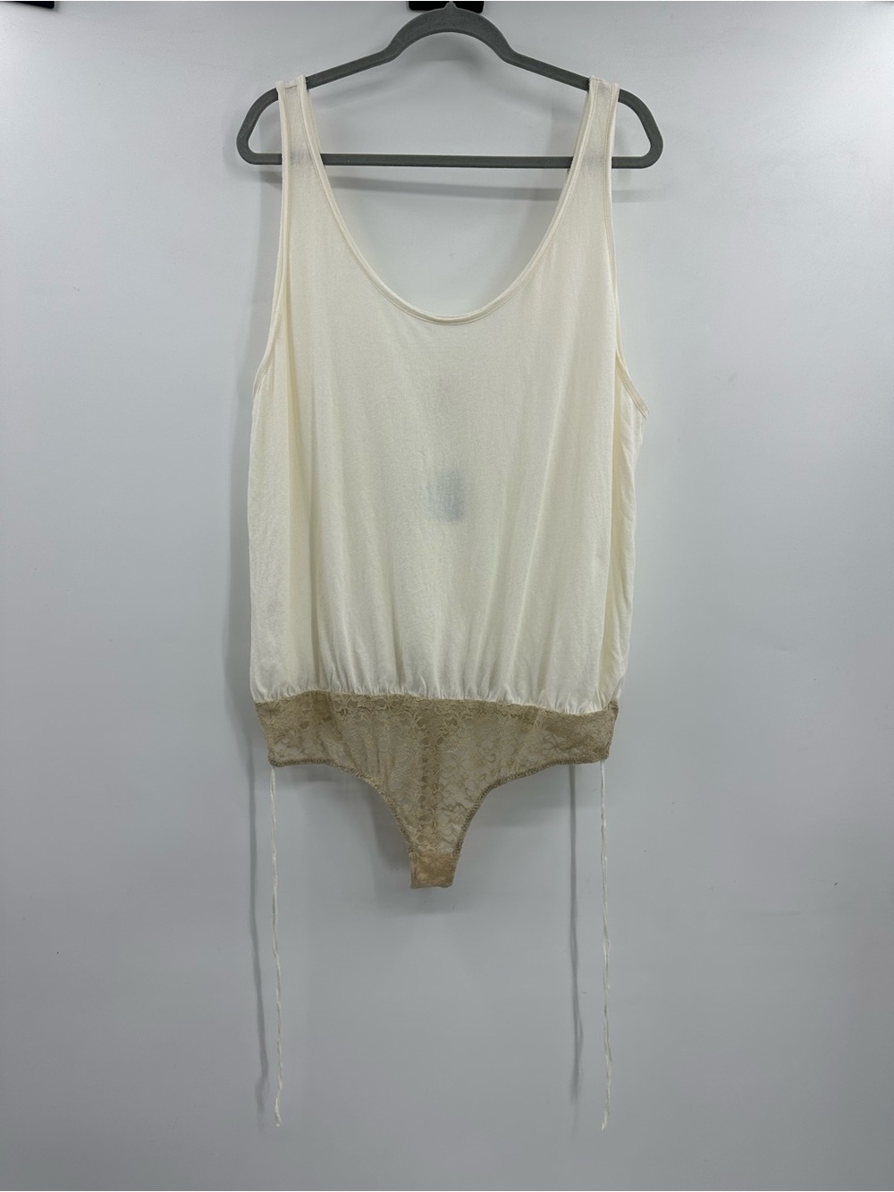 NWT Free People Cream Lace-Trim Tank Bodysuit